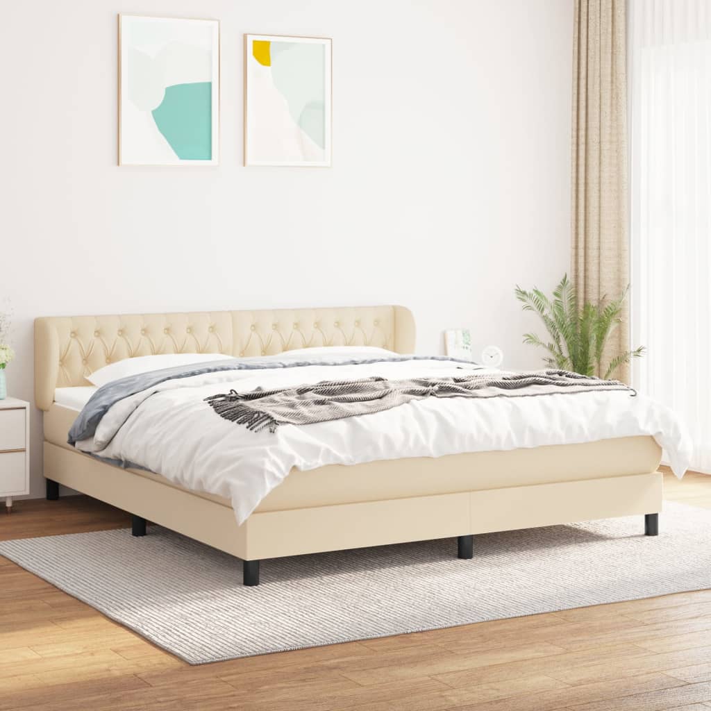 Sommier à lattes de lit avec matelas Crème 180x200 cm Tissu - XIOS