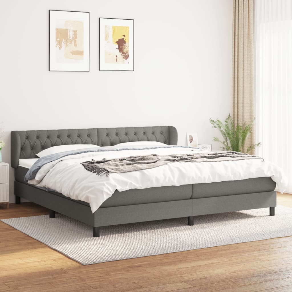 Sommier à lattes de lit avec matelas Gris foncé 200x200cm Tissu - XIOS