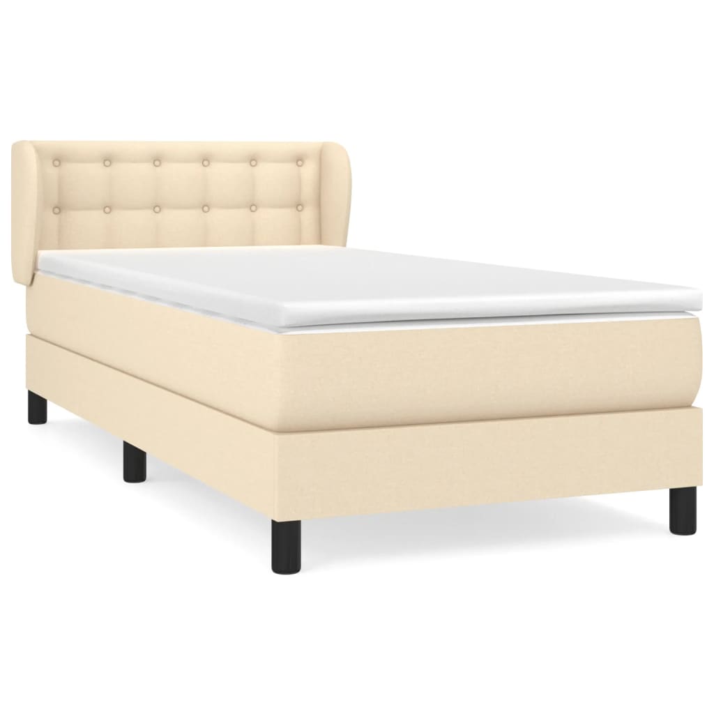 Sommier à lattes de lit avec matelas Crème 90x200 cm Tissu - XIOS