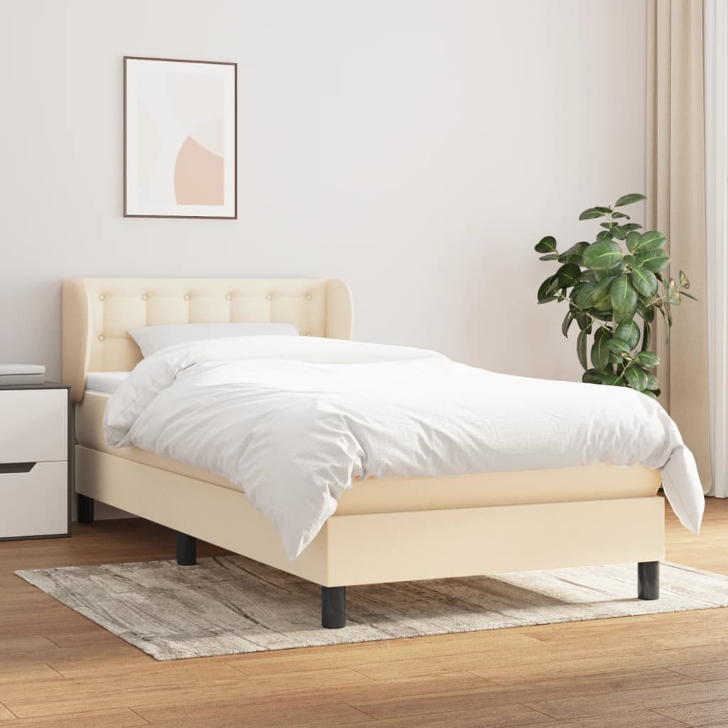 Sommier à lattes de lit avec matelas Crème 90x200 cm Tissu - XIOS