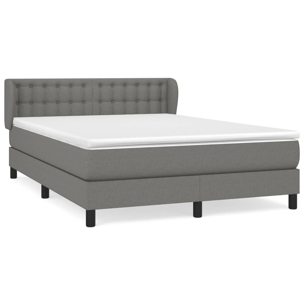 Sommier à lattes de lit avec matelas Gris foncé 140x190cm Tissu - XIOS