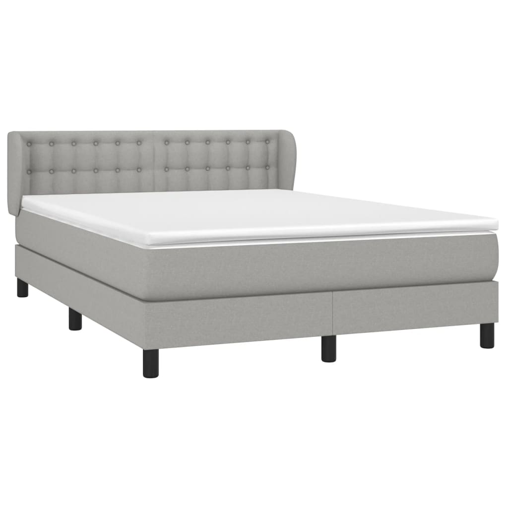 Sommier à lattes de lit avec matelas Gris clair 140x200cm Tissu
