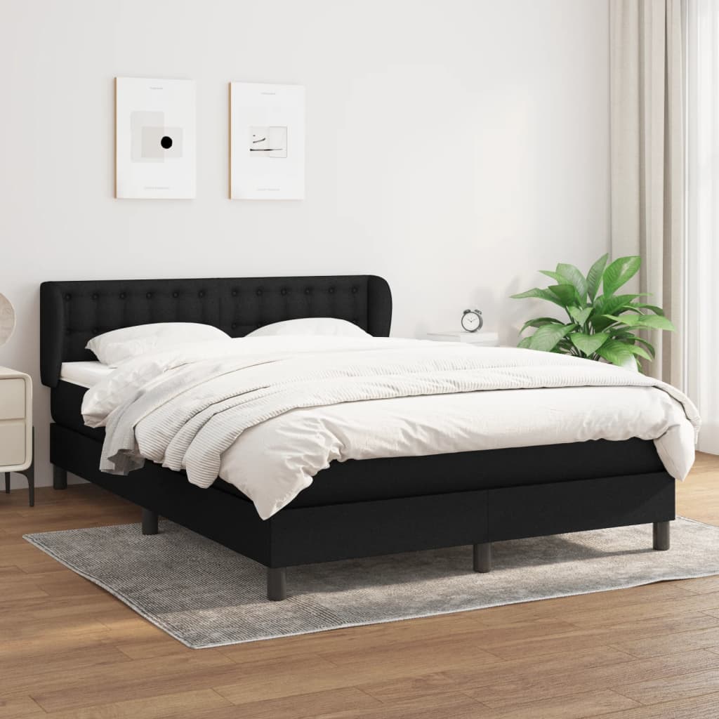 Sommier à lattes de lit avec matelas Noir 140x200 cm Tissu - XIOS