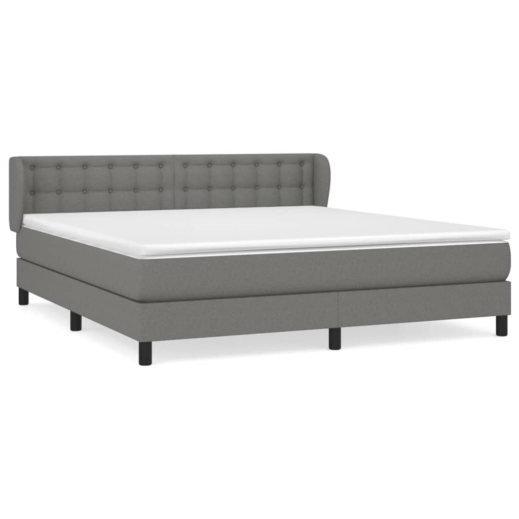 Sommier à lattes de lit avec matelas Gris foncé 160x200cm Tissu - XIOS