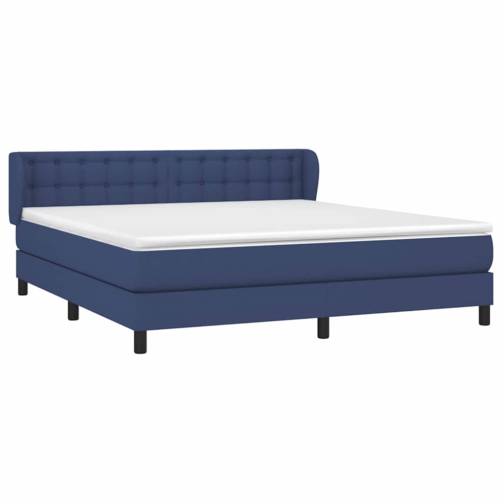Sommier à lattes de lit avec matelas Bleu 180x200 cm Tissu
