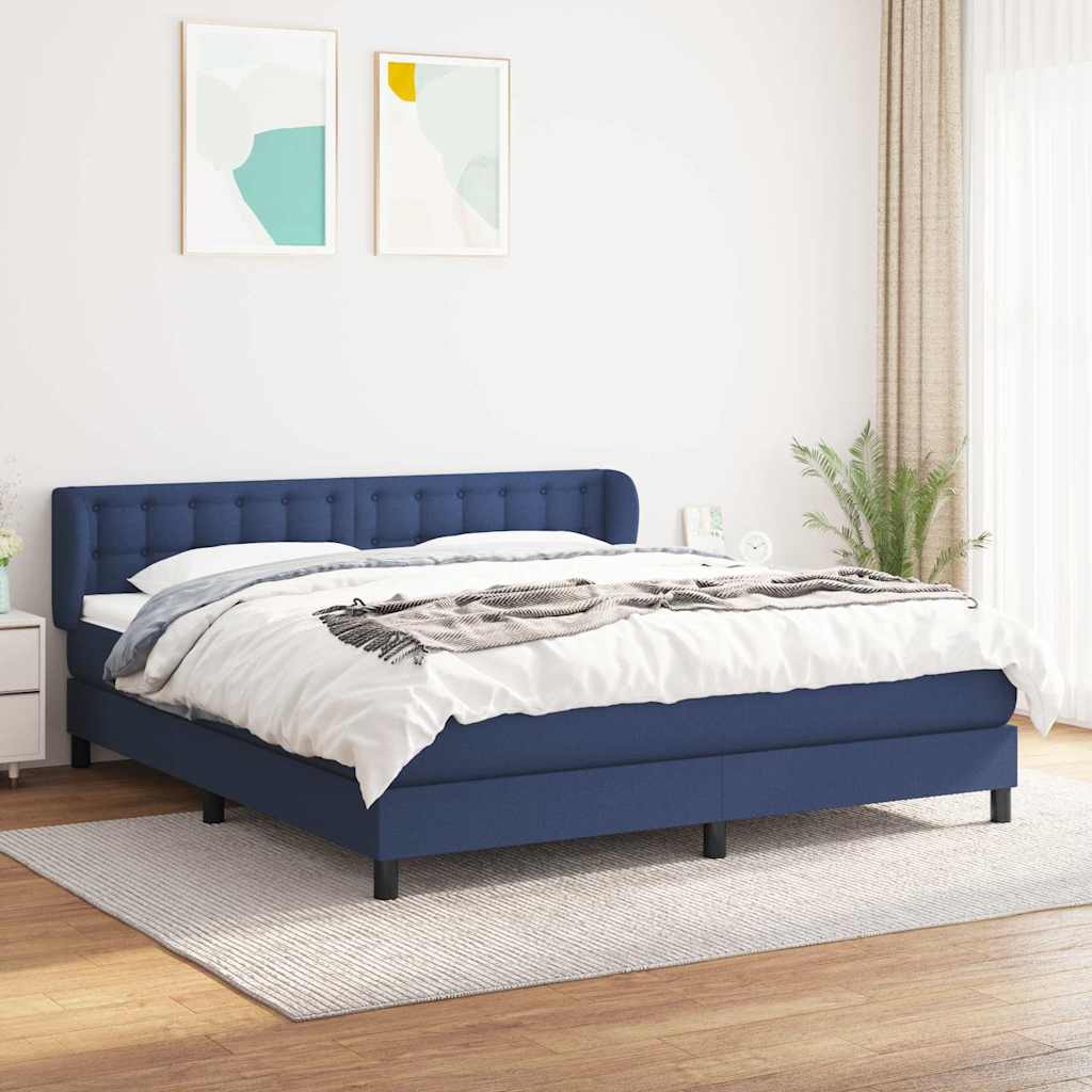 Sommier à lattes de lit avec matelas Bleu 180x200 cm Tissu
