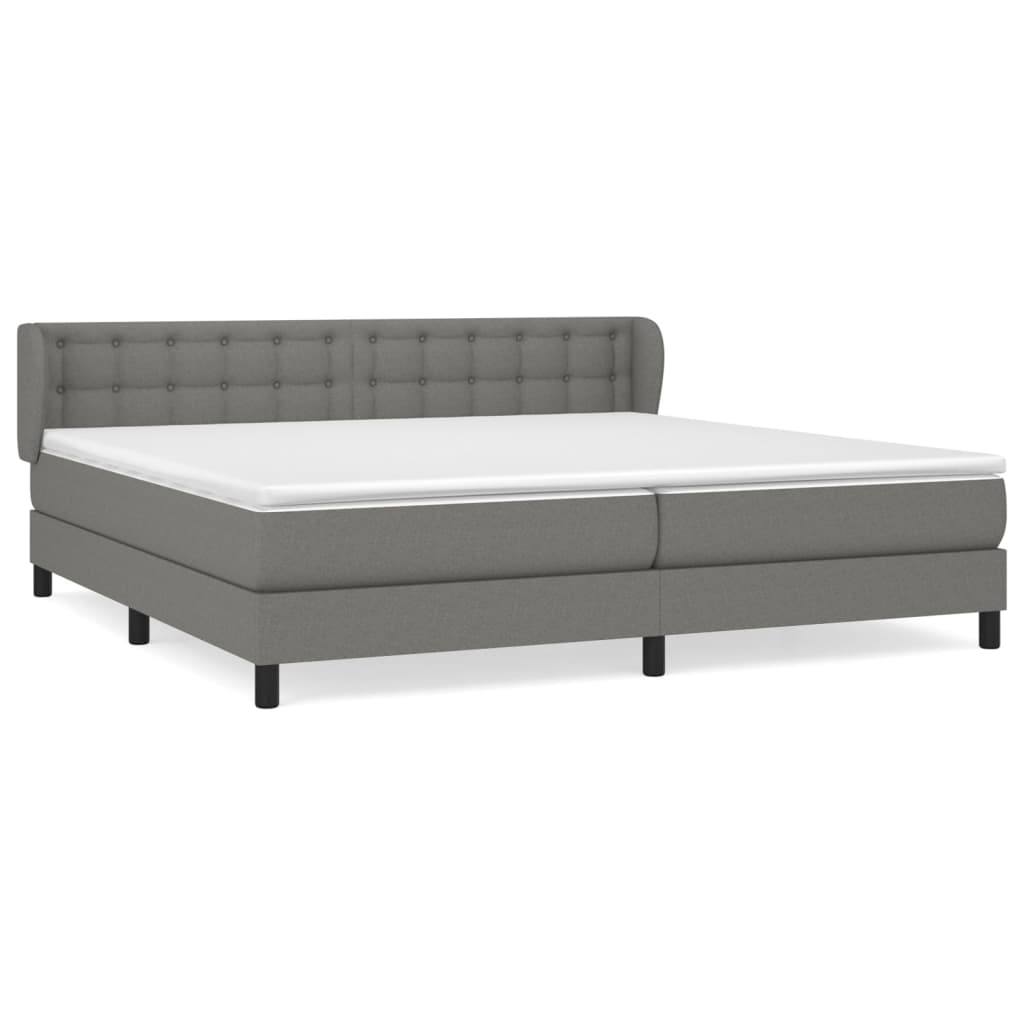 Sommier à lattes de lit avec matelas Gris foncé 200x200cm Tissu - XIOS