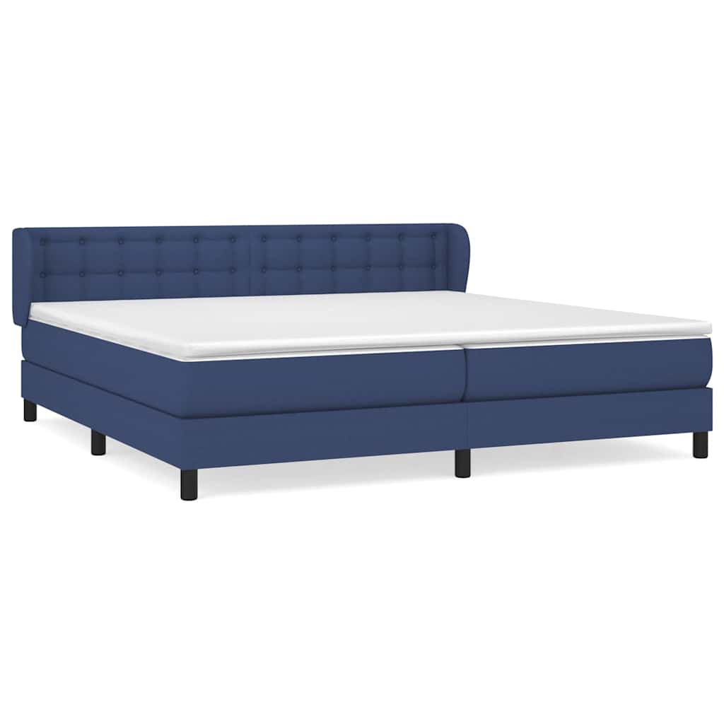 Sommier à lattes de lit avec matelas Bleu 200x200 cm Tissu