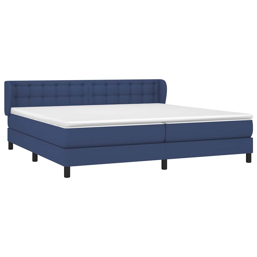 Sommier à lattes de lit avec matelas Bleu 200x200 cm Tissu
