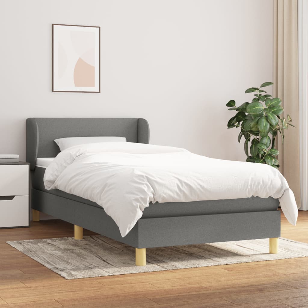 Sommier à lattes de lit avec matelas Gris foncé 100x200cm Tissu - XIOS