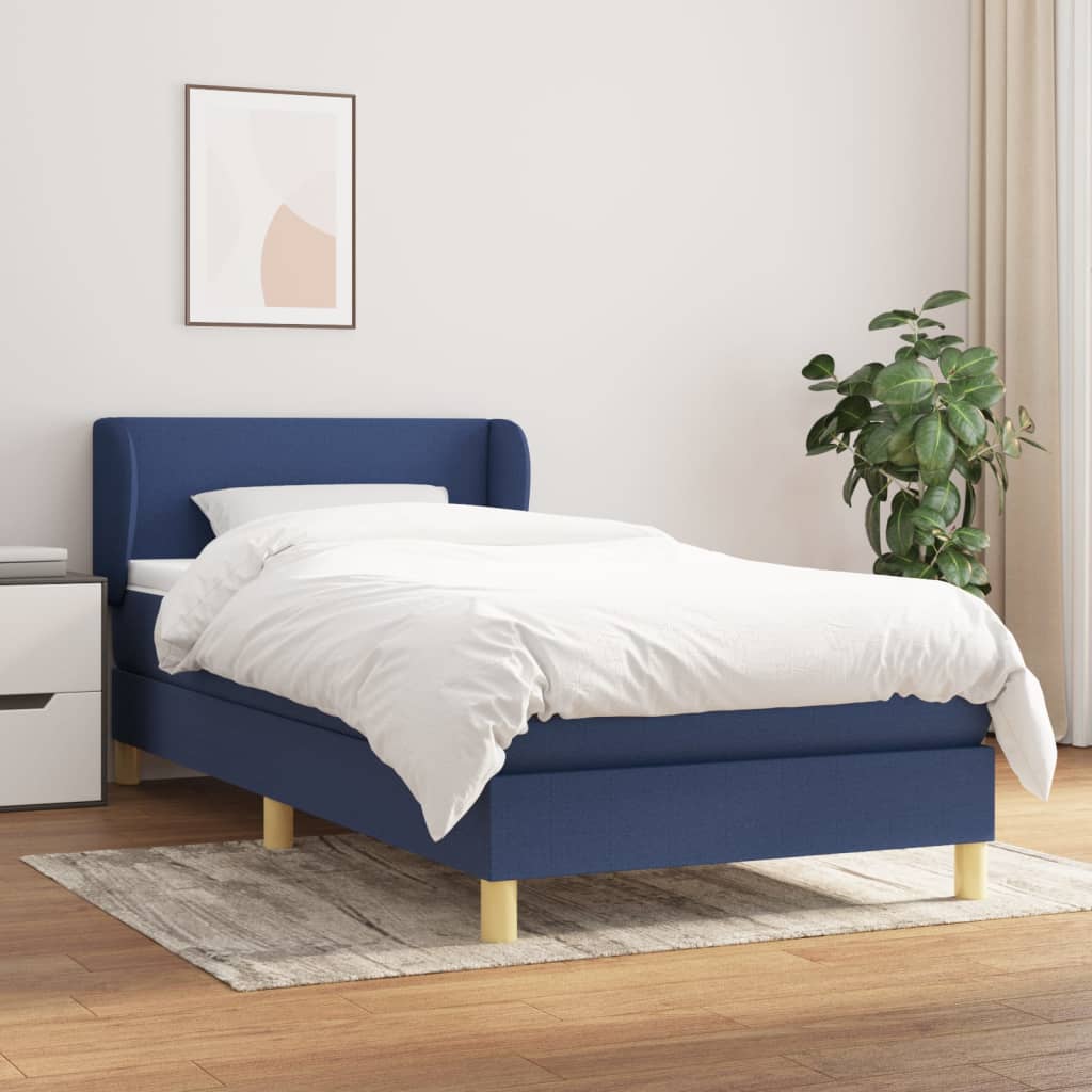 Sommier à lattes de lit avec matelas Bleu 100x200 cm Tissu - XIOS