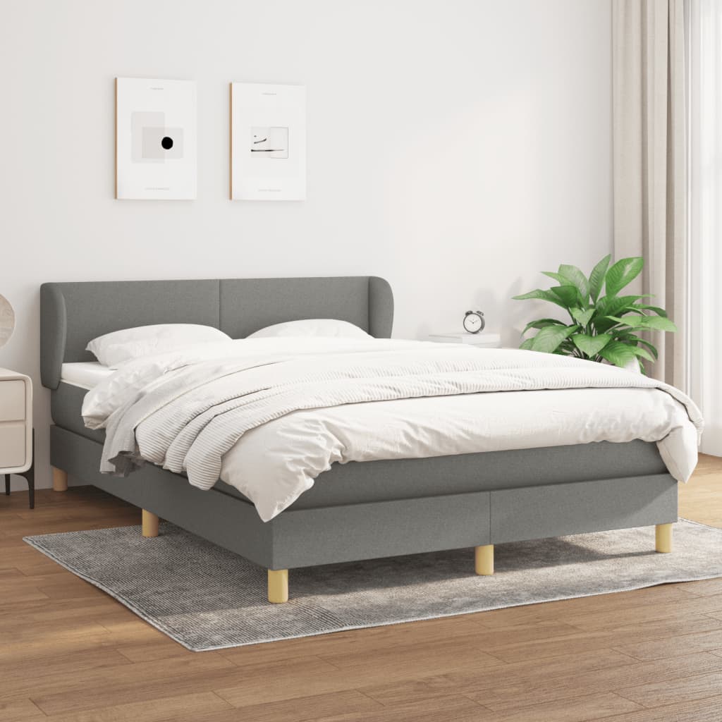 Sommier à lattes de lit avec matelas Gris foncé 140x190cm Tissu - XIOS