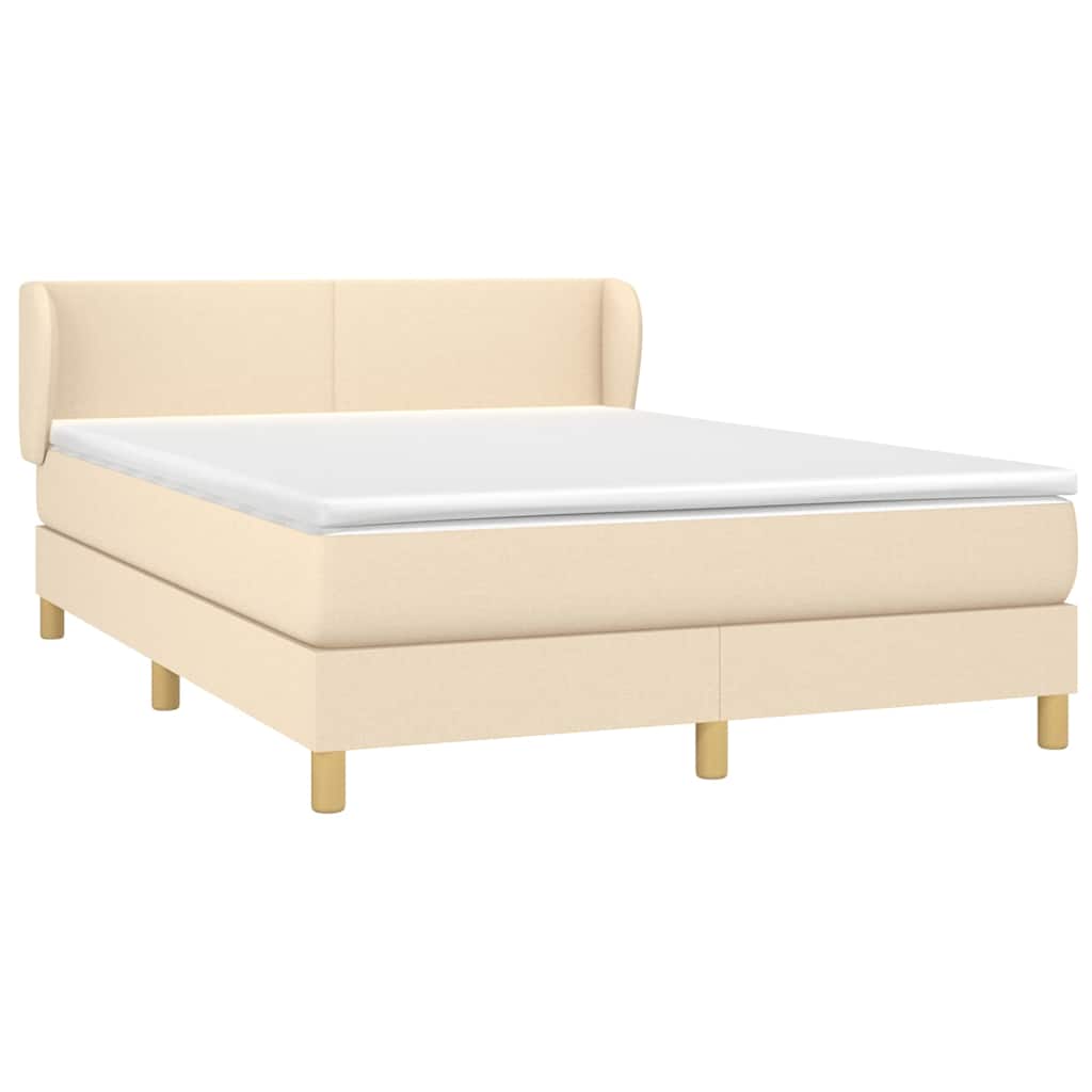 Sommier à lattes de lit avec matelas Crème 140x190 cm Tissu