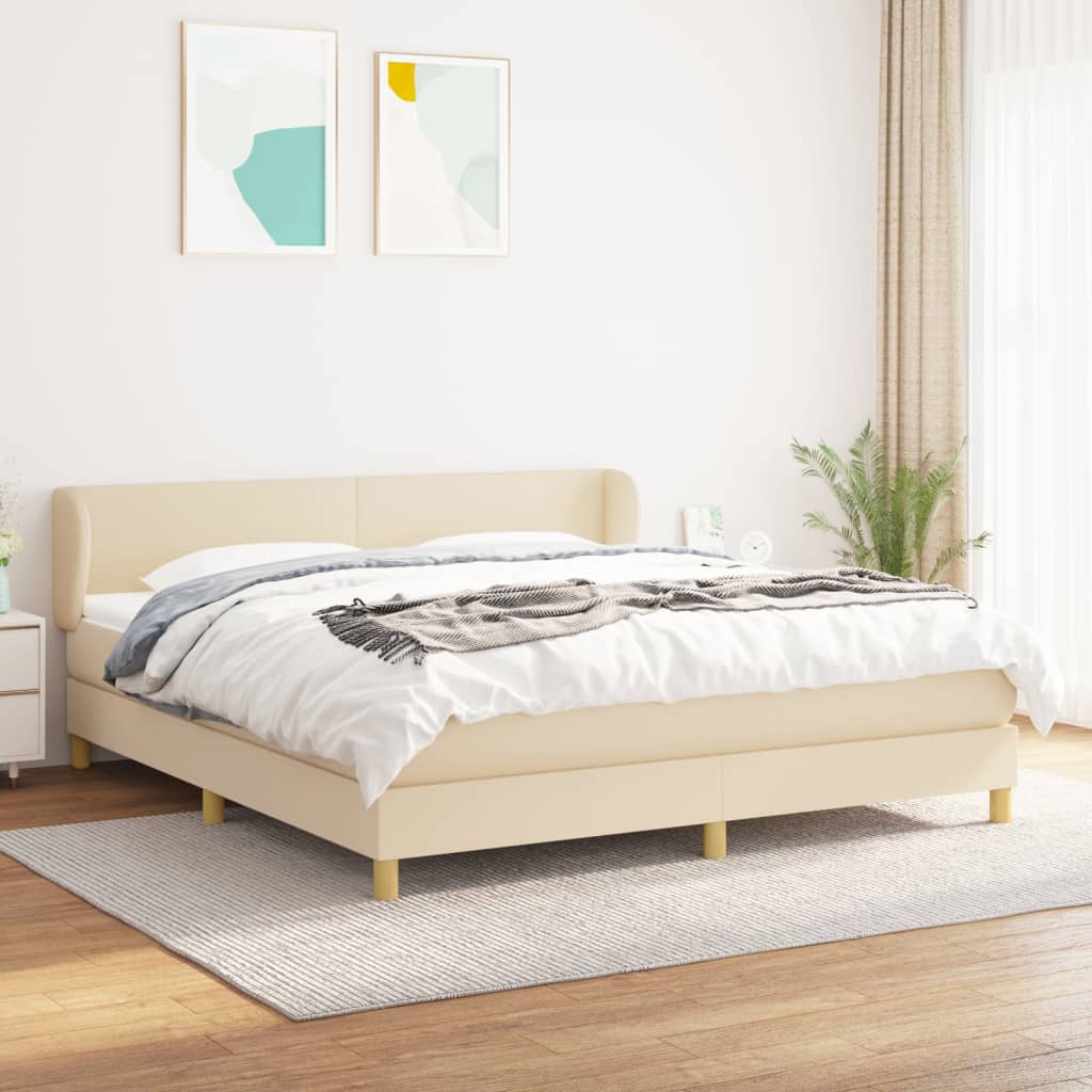 Sommier à lattes de lit avec matelas Crème 160x200 cm Tissu - XIOS
