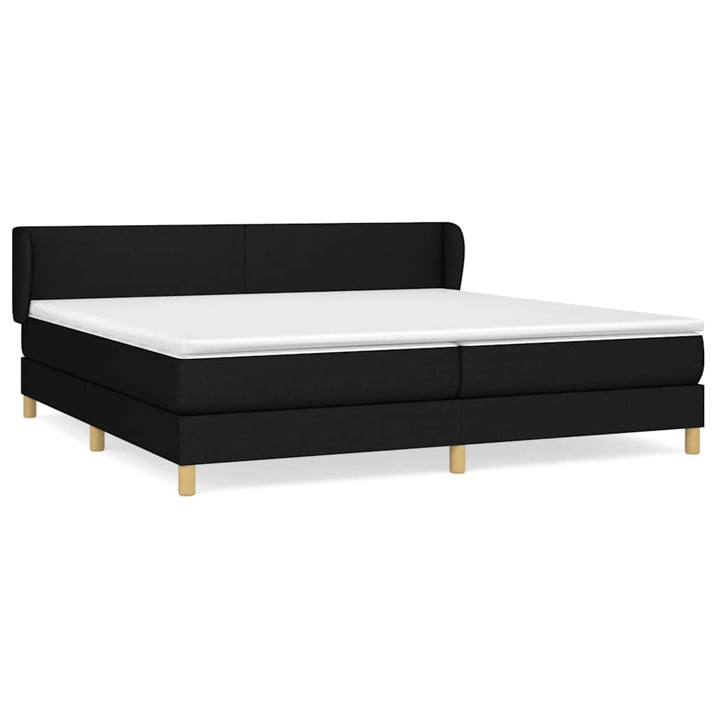 Sommier à lattes de lit avec matelas Noir 200x200 cm Tissu
