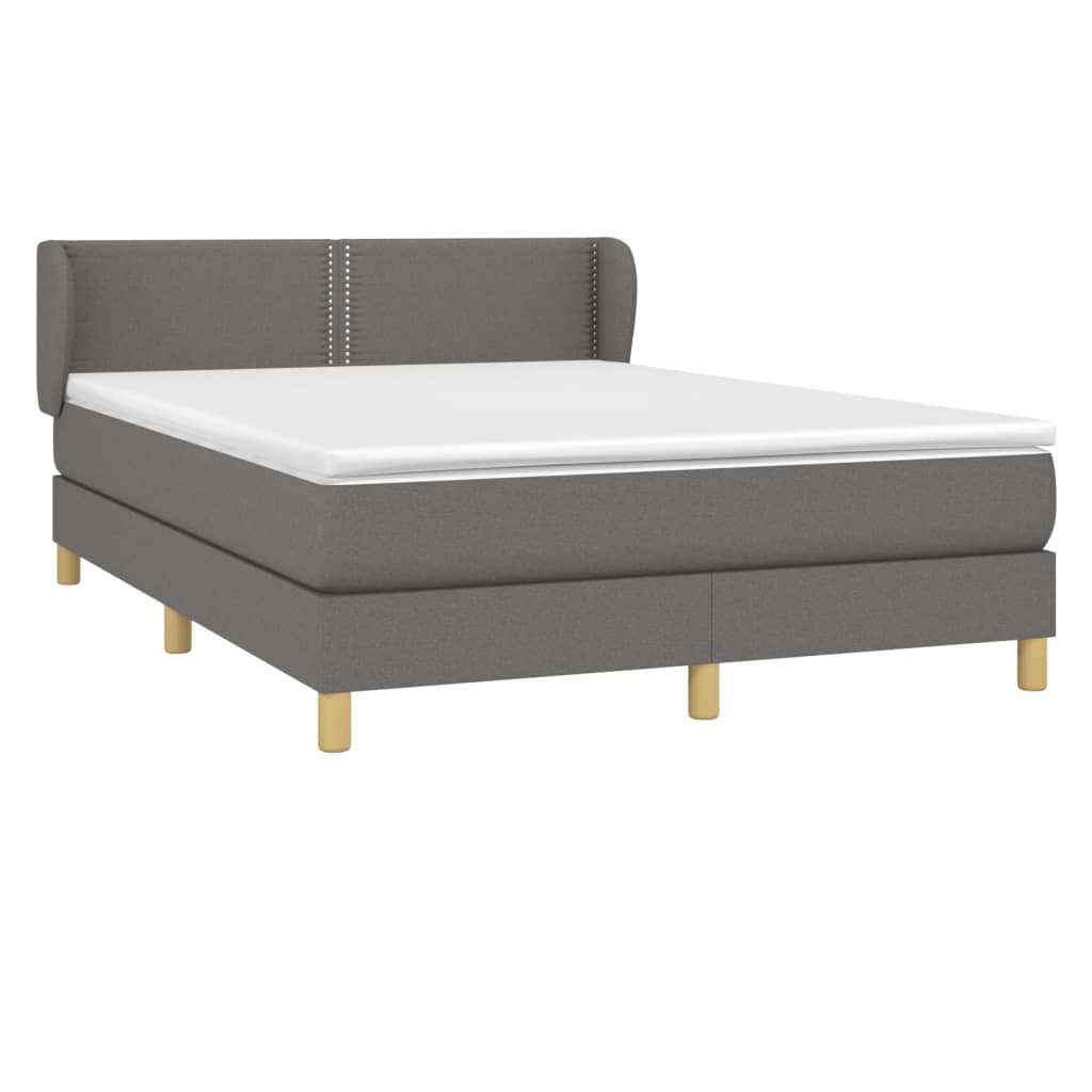 Sommier à lattes de lit avec matelas Gris foncé 140x190cm Tissu - XIOS