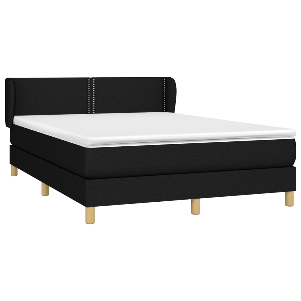 Sommier à lattes de lit avec matelas Noir 140x190 cm Tissu - XIOS