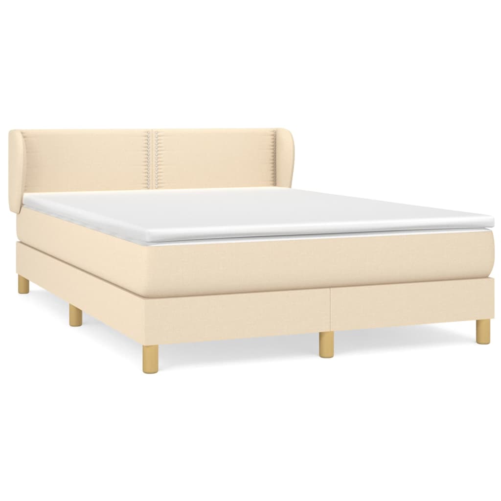Sommier à lattes de lit avec matelas Crème 140x190 cm Tissu - XIOS