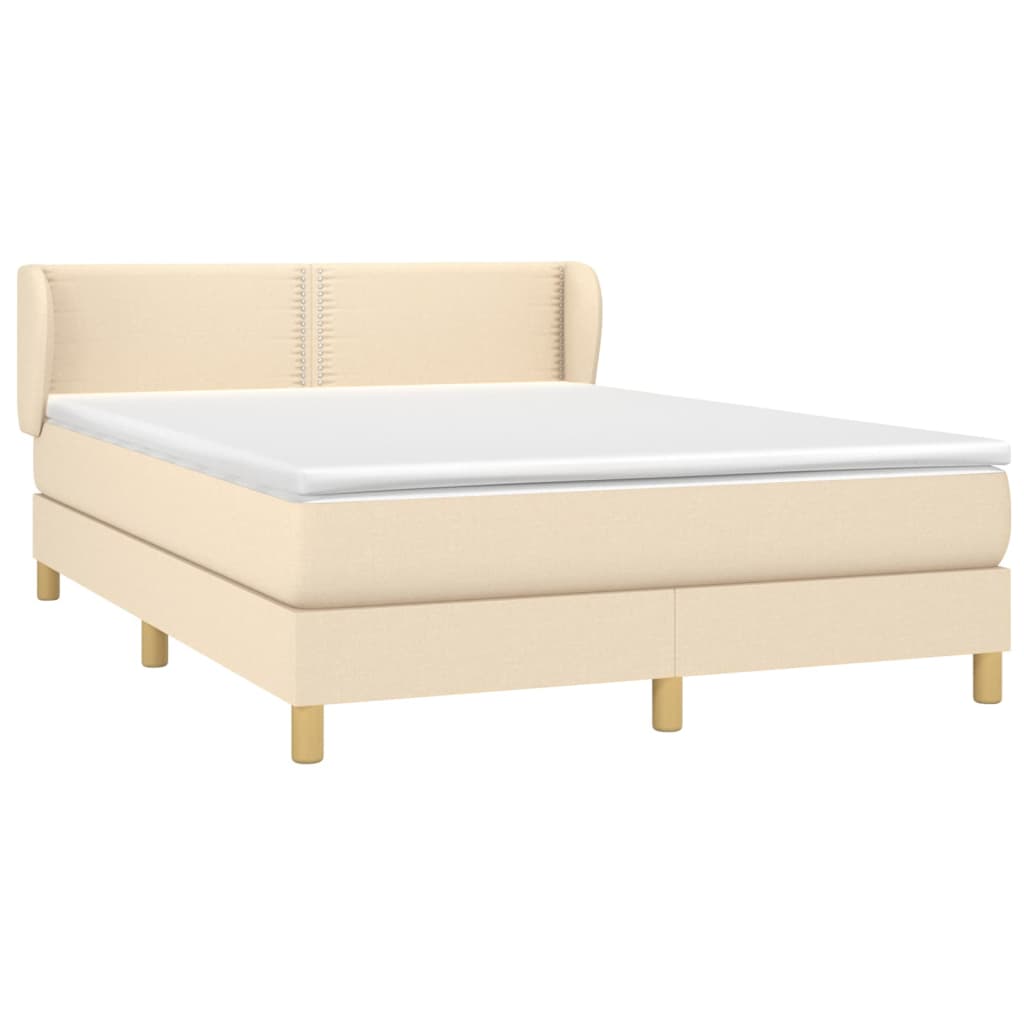 Sommier à lattes de lit avec matelas Crème 140x190 cm Tissu - XIOS
