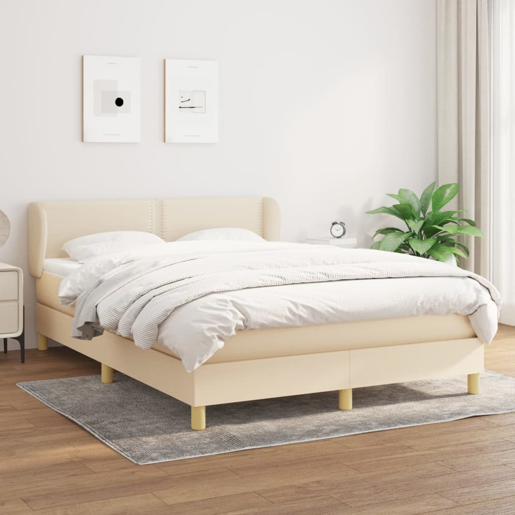 Sommier à lattes de lit avec matelas Crème 140x190 cm Tissu - XIOS