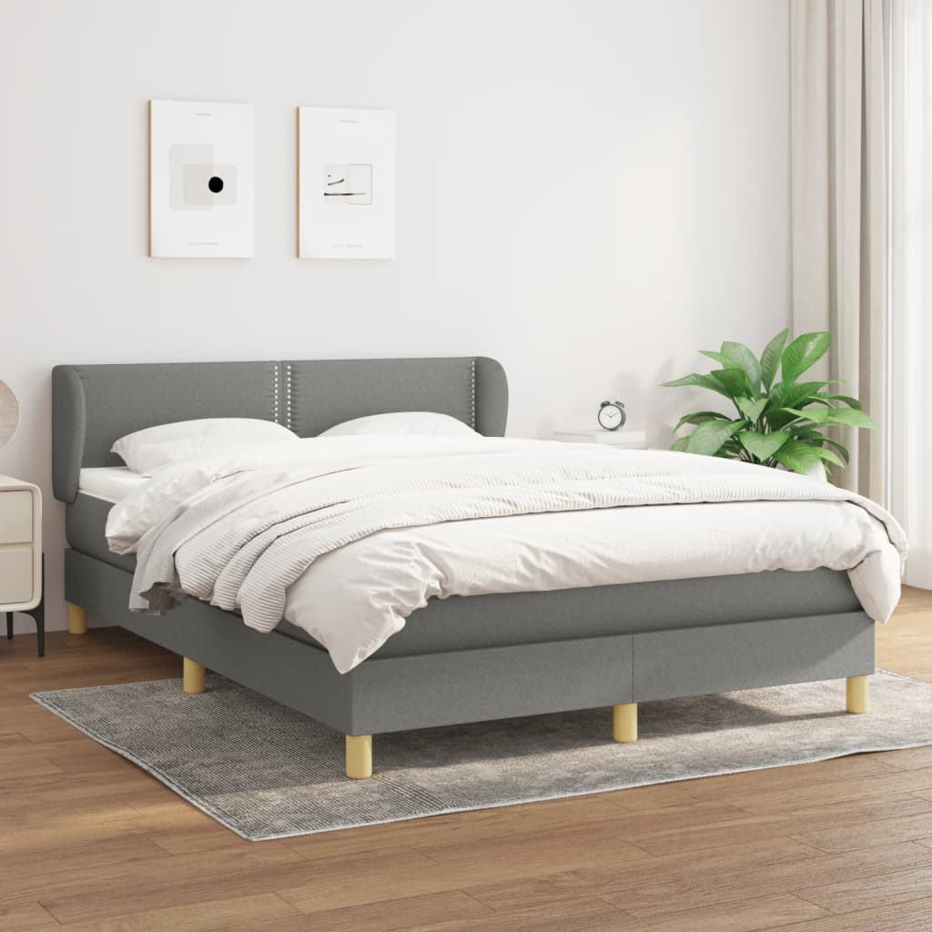 Sommier à lattes de lit avec matelas Gris foncé 140x200cm Tissu - XIOS
