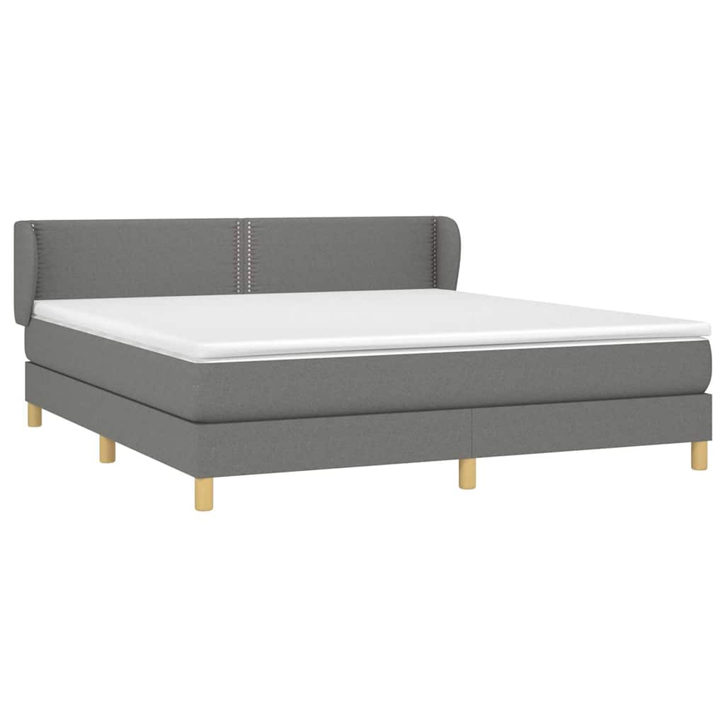 Sommier à lattes de lit avec matelas Gris foncé 180x200cm Tissu