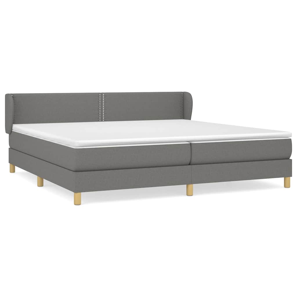 Sommier à lattes de lit avec matelas Gris foncé 200x200cm Tissu
