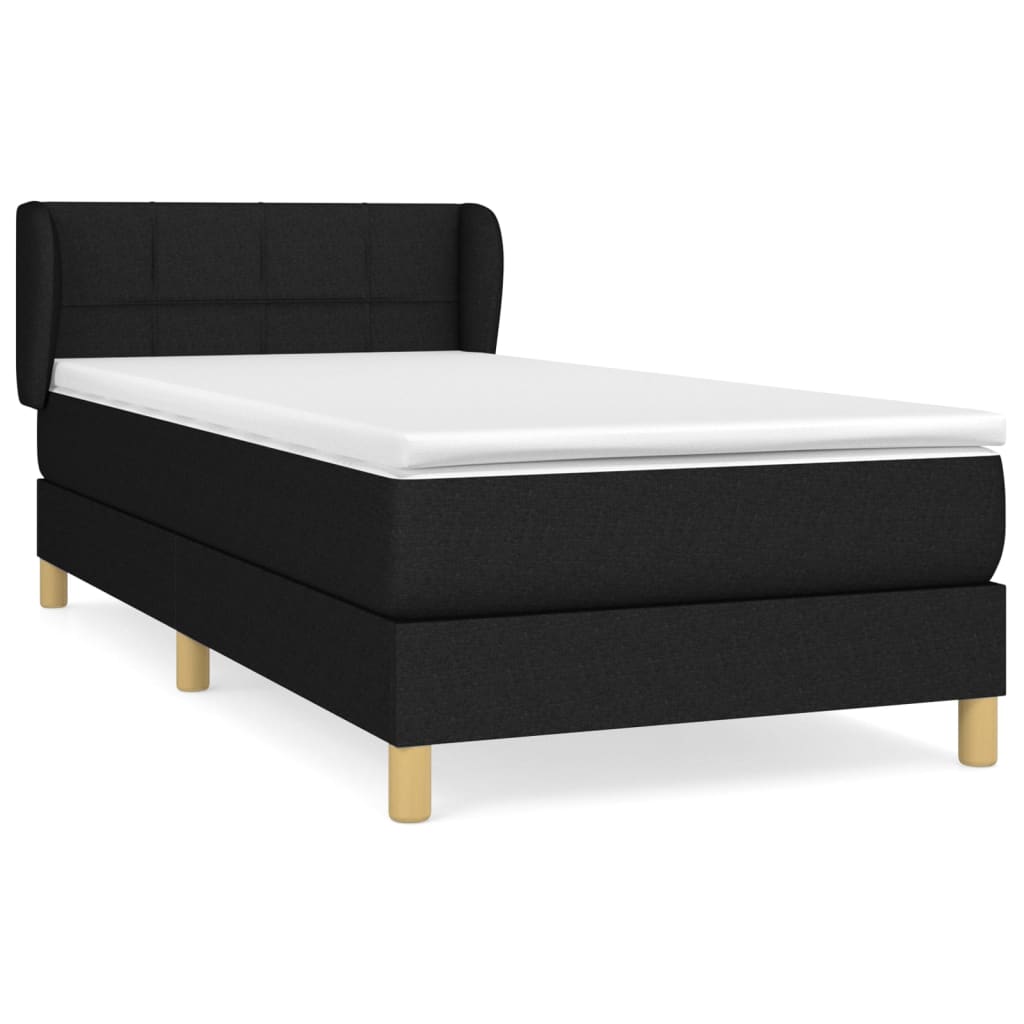 Sommier à lattes de lit avec matelas Noir 100x200 cm Tissu - XIOS