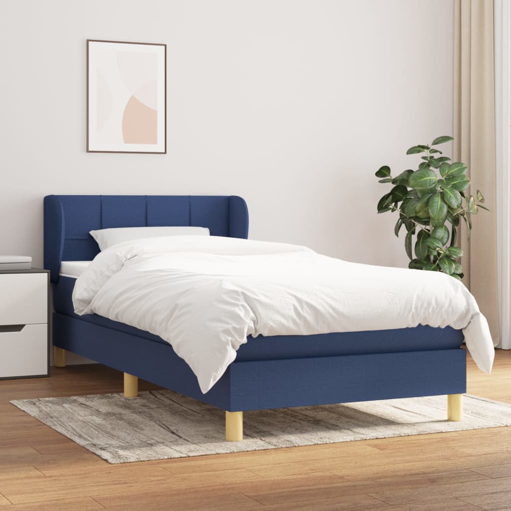 Sommier à lattes de lit avec matelas Bleu 100x200 cm Tissu - XIOS