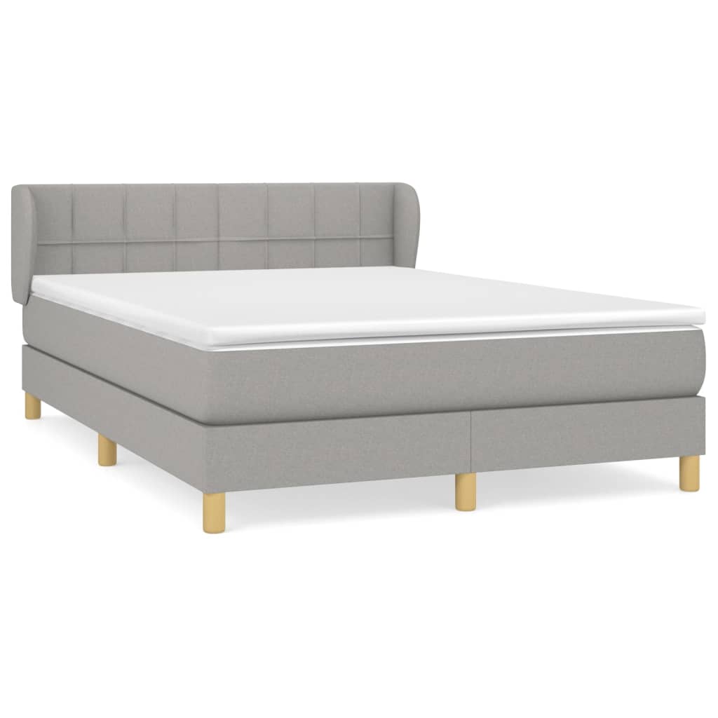 Sommier à lattes de lit avec matelas Gris clair 140x190cm Tissu - XIOS