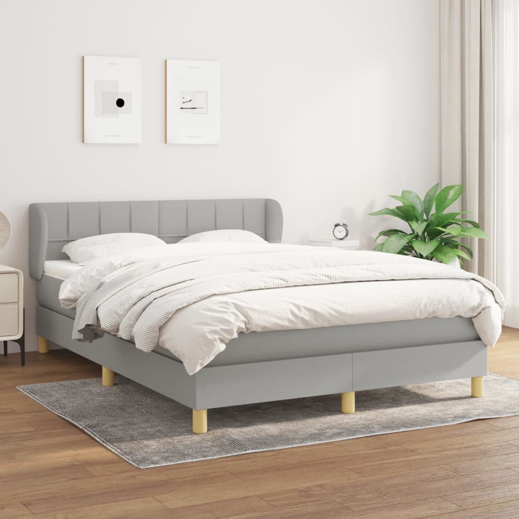 Sommier à lattes de lit avec matelas Gris clair 140x190cm Tissu - XIOS