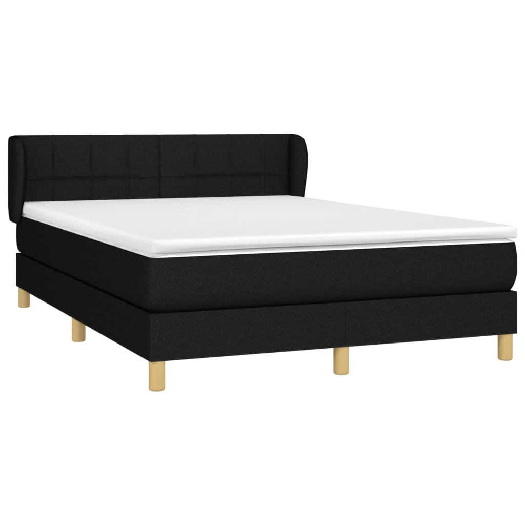 Sommier à lattes de lit avec matelas Noir 140x190 cm Tissu - XIOS