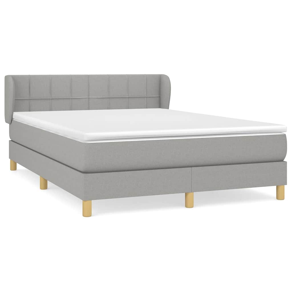 Sommier à lattes de lit avec matelas Gris clair 140x200cm Tissu