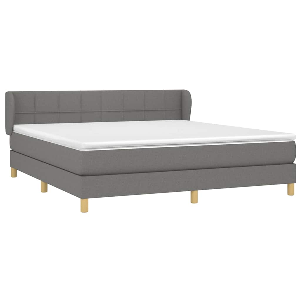 Sommier à lattes de lit avec matelas Gris foncé 180x200cm Tissu