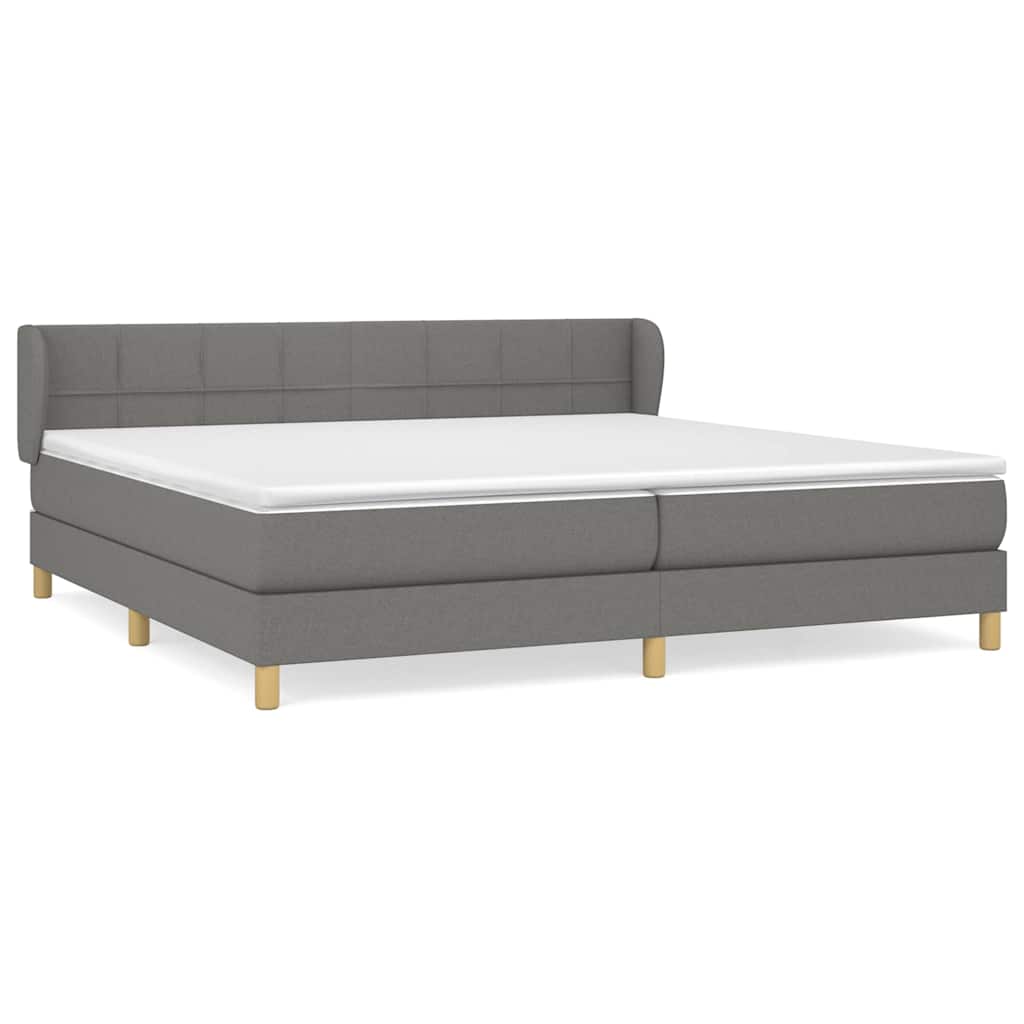 Sommier à lattes de lit avec matelas Gris foncé 200x200cm Tissu
