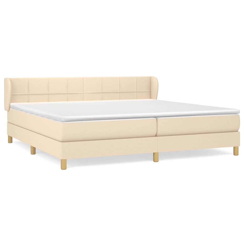 Sommier à lattes de lit avec matelas Crème 200x200 cm Tissu - XIOS
