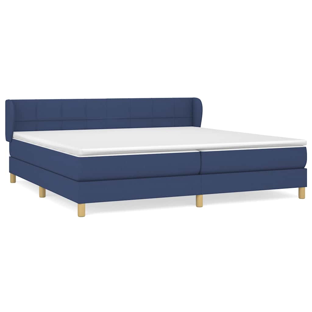 Sommier à lattes de lit avec matelas Bleu 200x200 cm Tissu