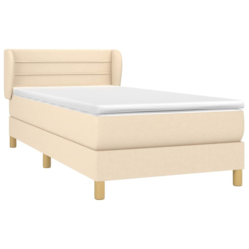 Sommier à lattes de lit avec matelas Crème 80x200 cm Tissu