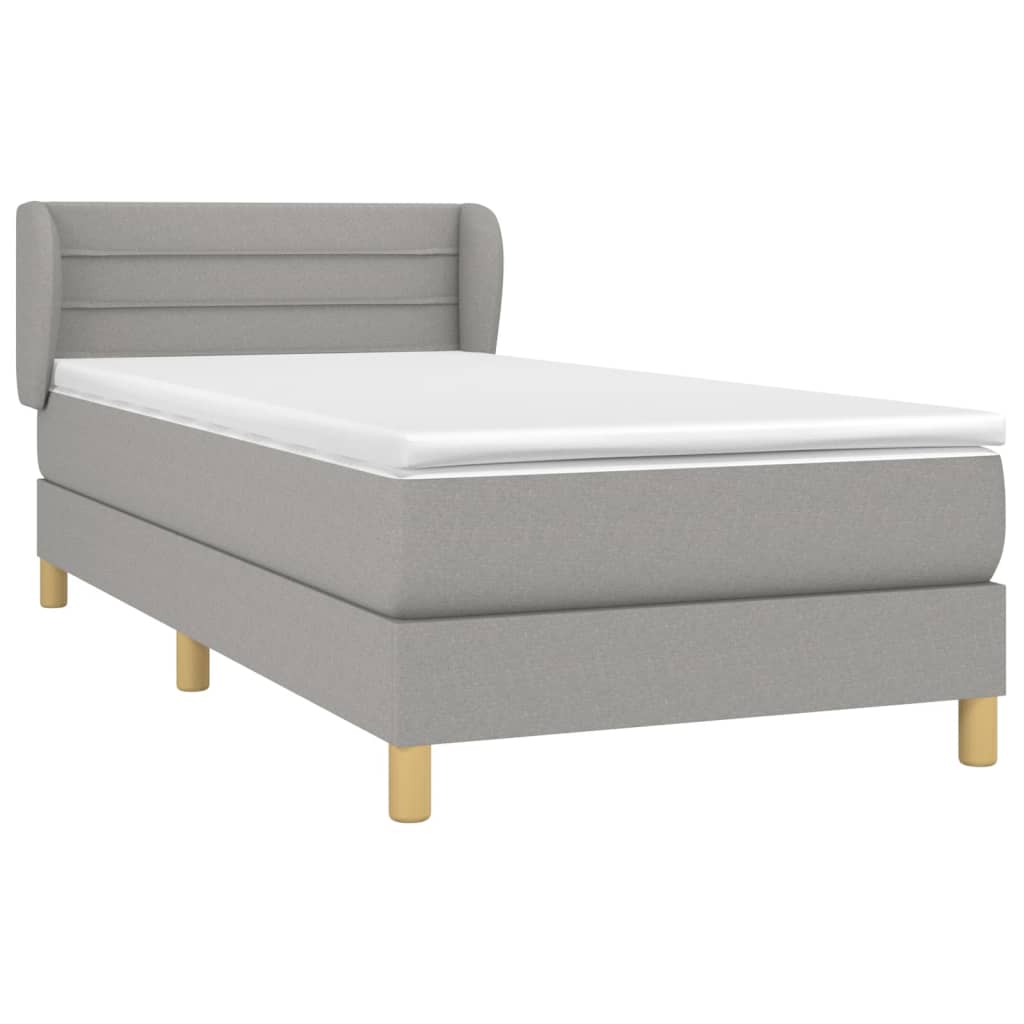 Sommier à lattes de lit et matelas Gris clair 90x190 cm Tissu - XIOS
