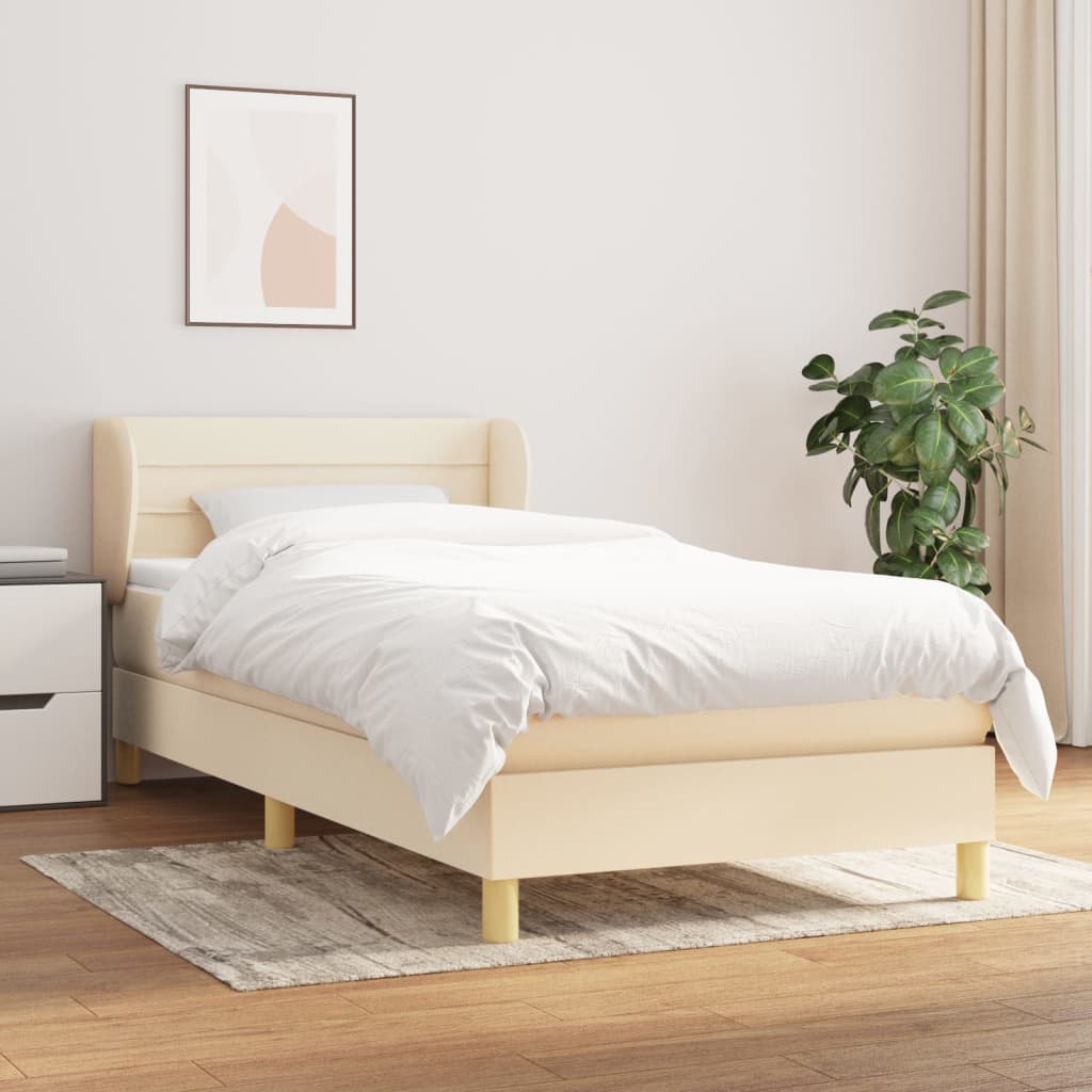 Sommier à lattes de lit et matelas Crème 90x190 cm Tissu - XIOS