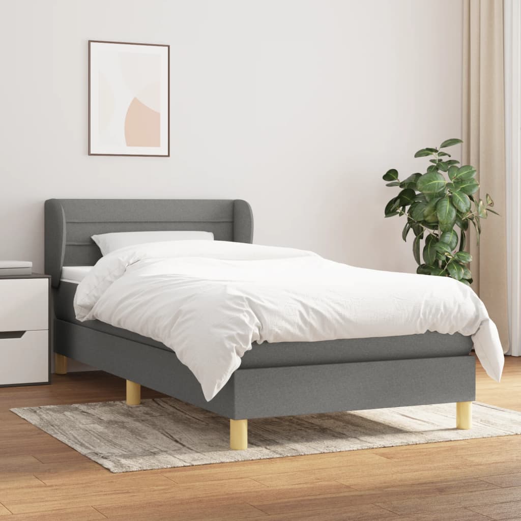 Sommier à lattes de lit avec matelas Gris foncé 90x200 cm Tissu - XIOS