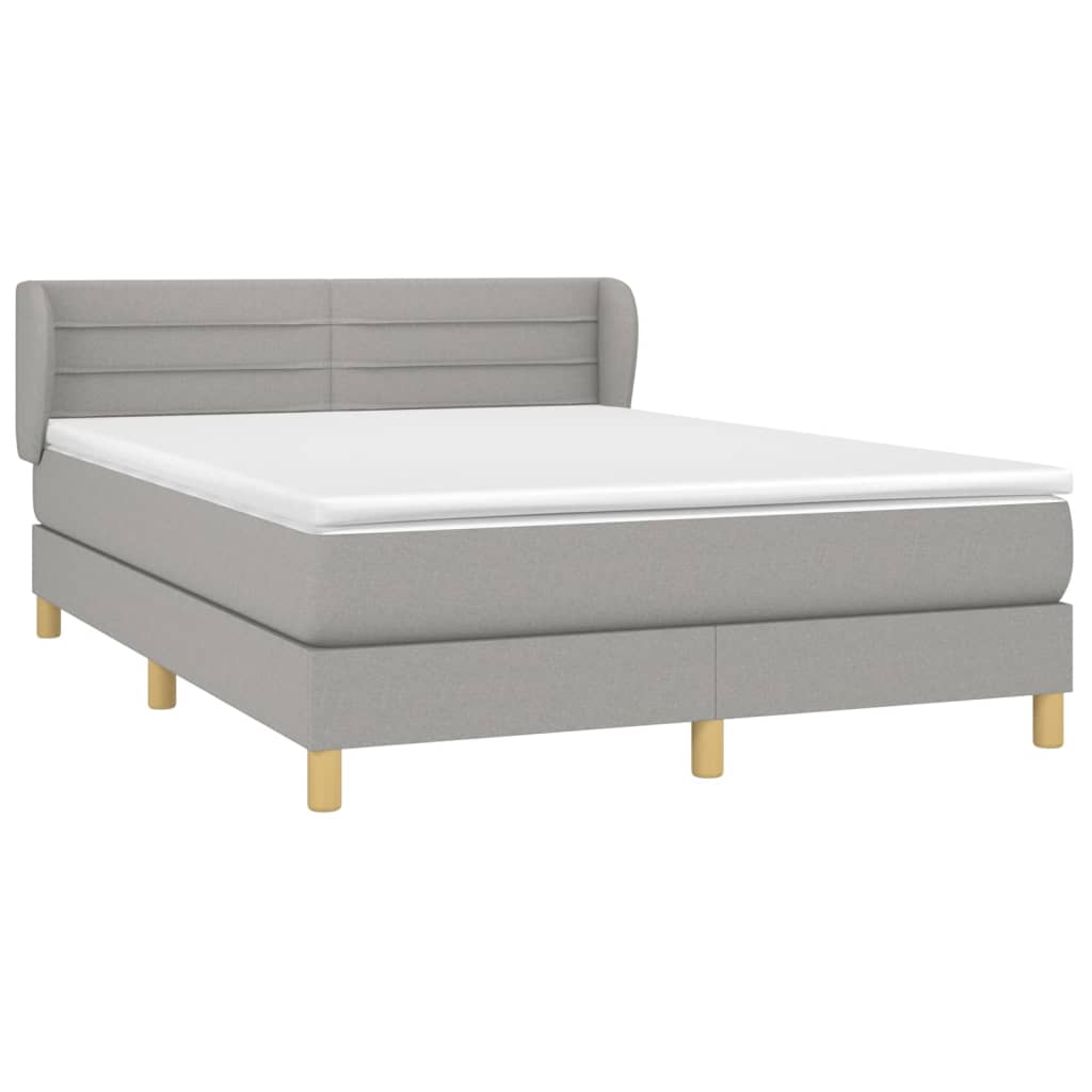Sommier à lattes de lit avec matelas Gris clair 140x190cm Tissu - XIOS