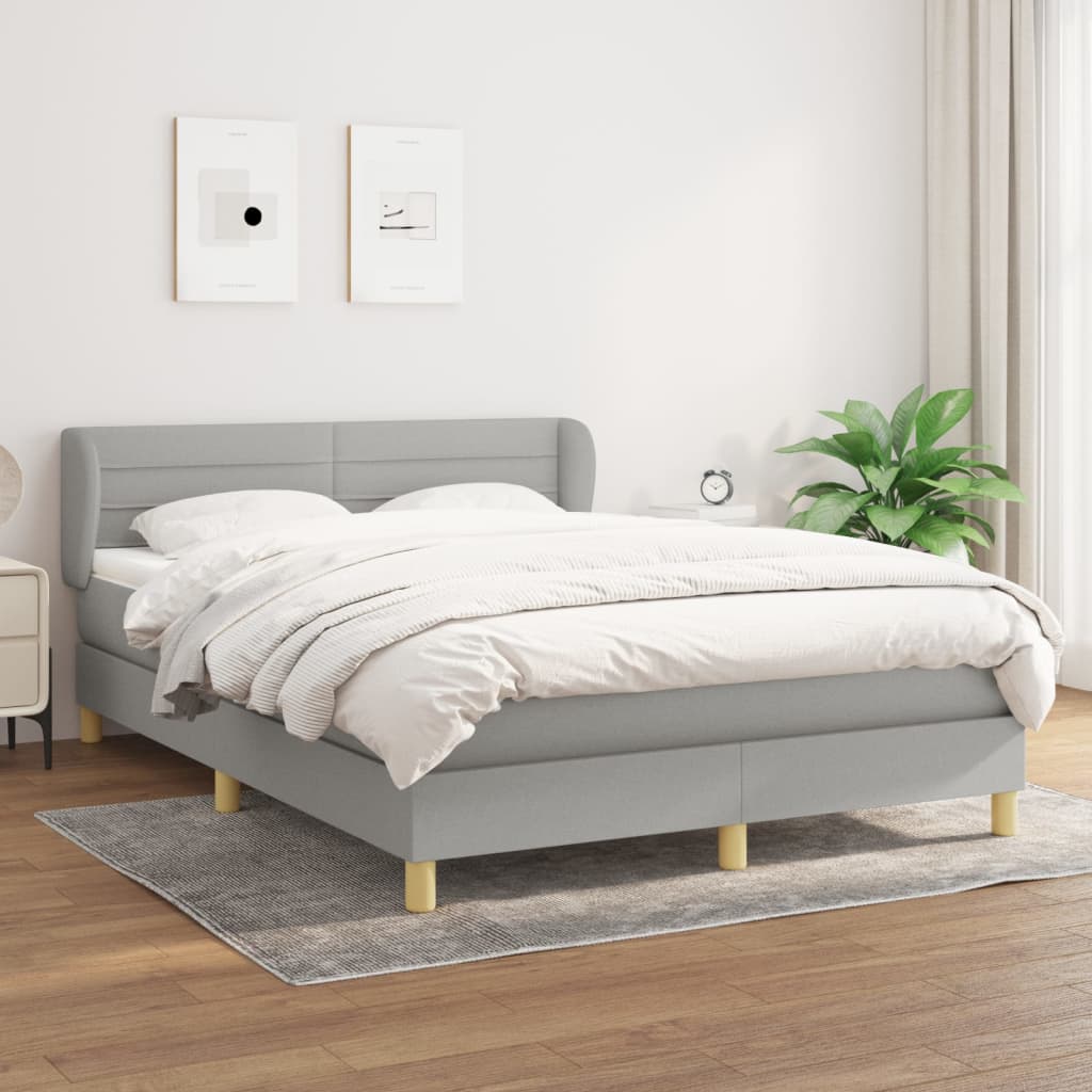 Sommier à lattes de lit avec matelas Gris clair 140x190cm Tissu - XIOS