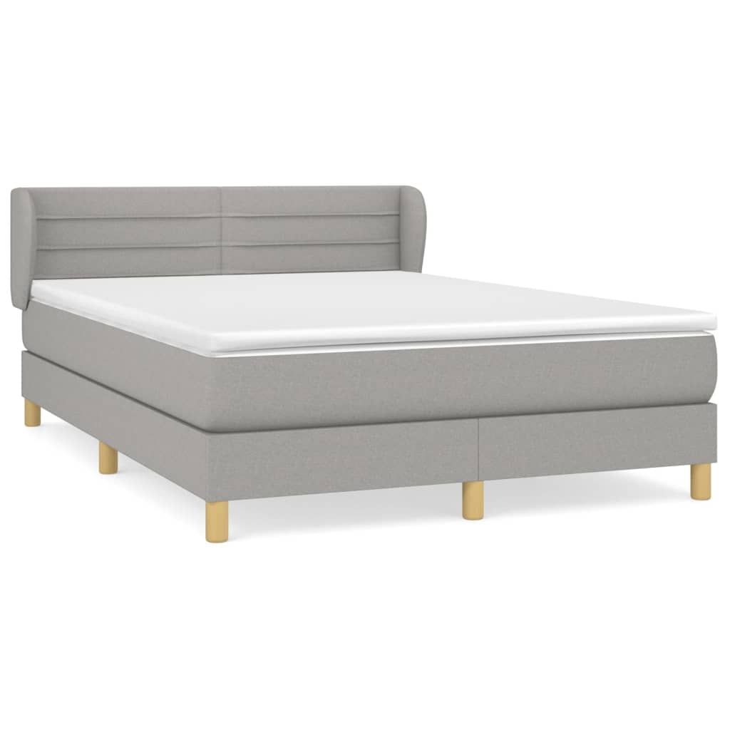 Sommier à lattes de lit avec matelas Gris clair 140x200cm Tissu - XIOS