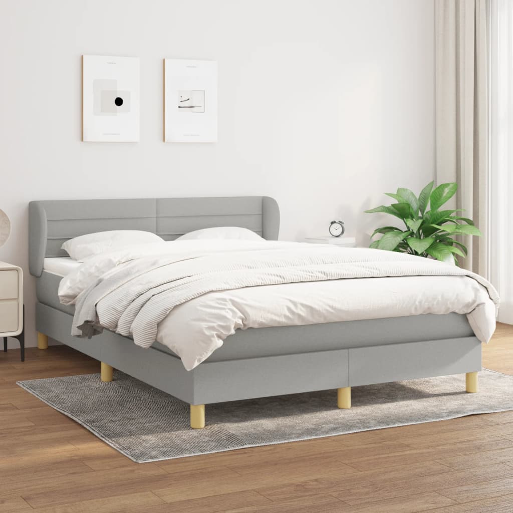 Sommier à lattes de lit avec matelas Gris clair 140x200cm Tissu - XIOS