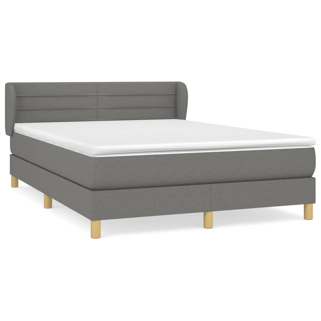 Sommier à lattes de lit avec matelas Gris foncé 140x200cm Tissu - XIOS