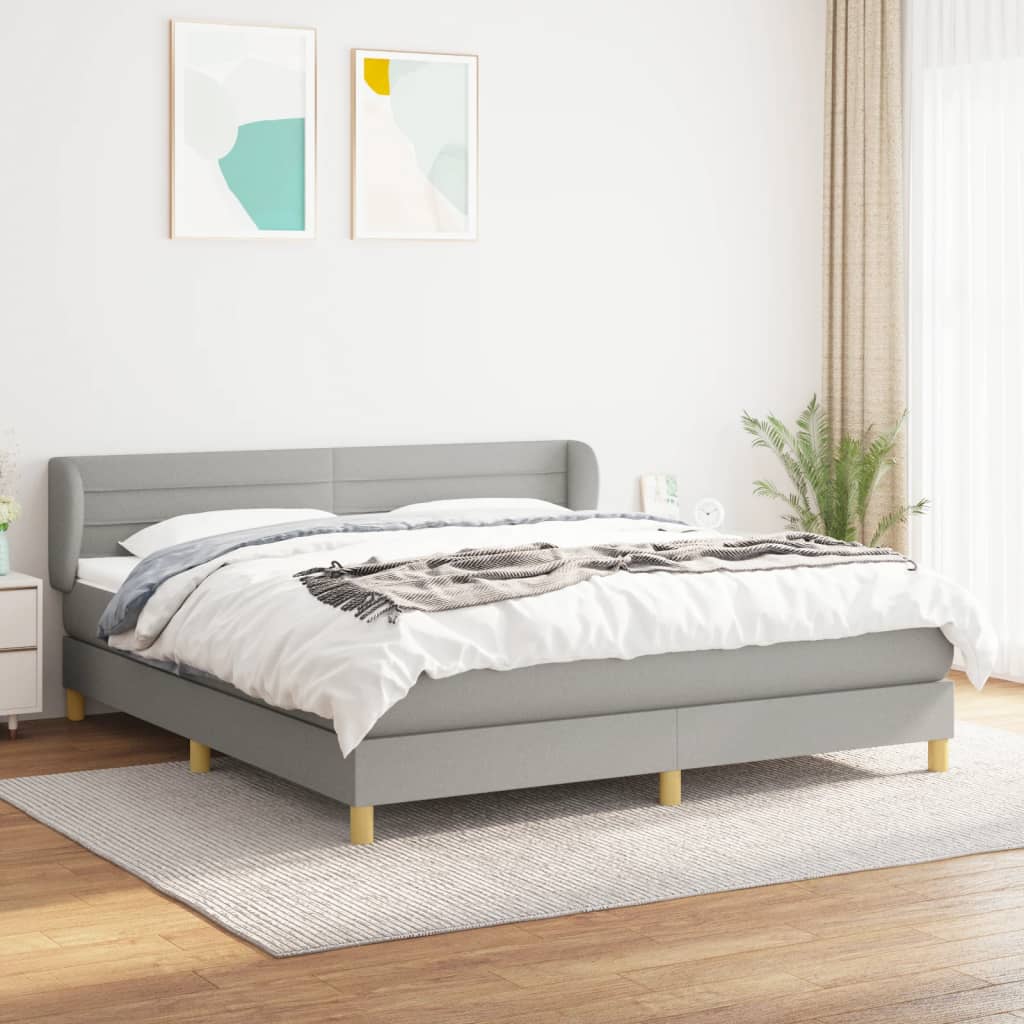 Sommier à lattes de lit avec matelas Gris clair 160x200cm Tissu - XIOS