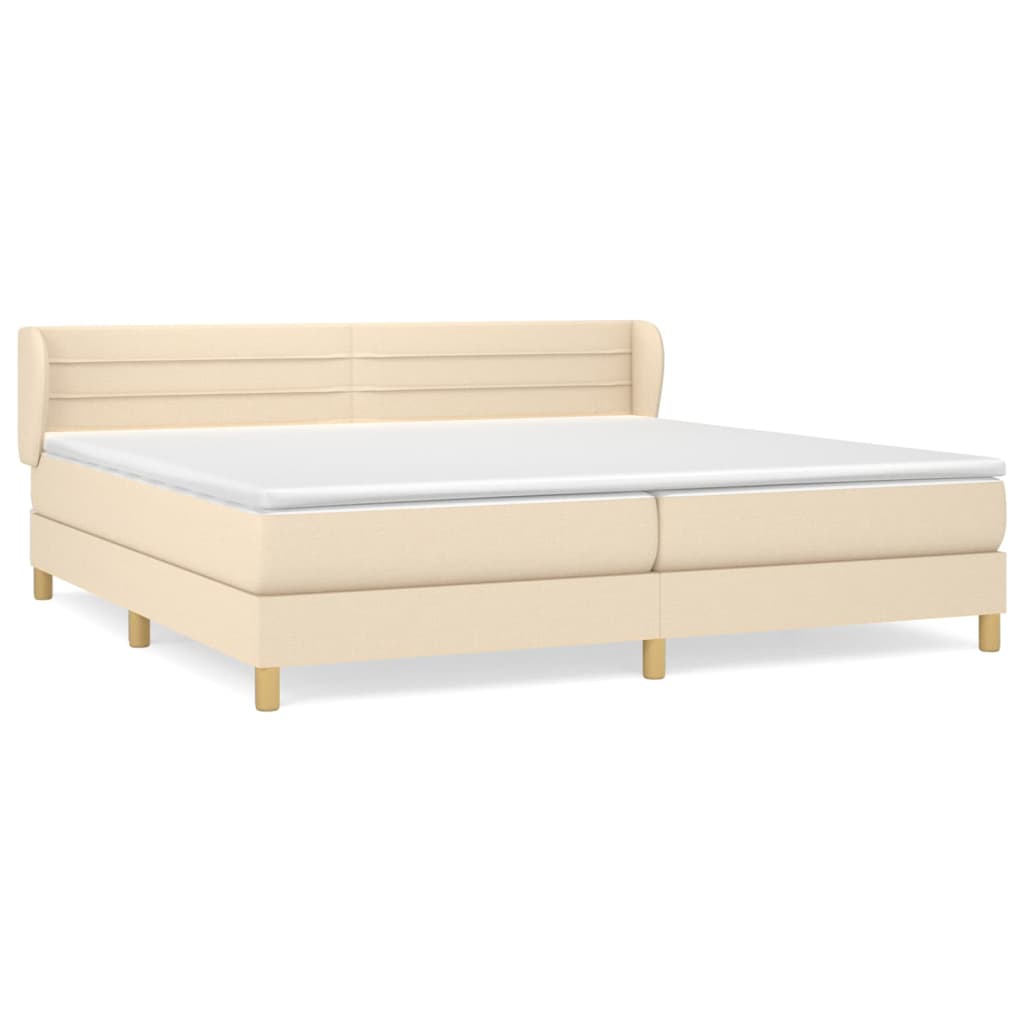 Sommier à lattes de lit avec matelas Crème 200x200 cm Tissu - XIOS