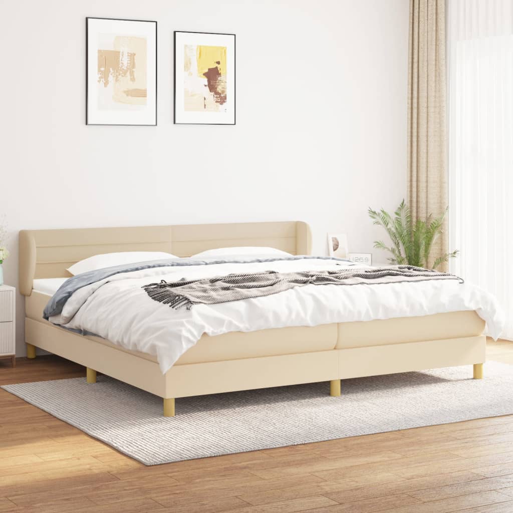 Sommier à lattes de lit avec matelas Crème 200x200 cm Tissu - XIOS
