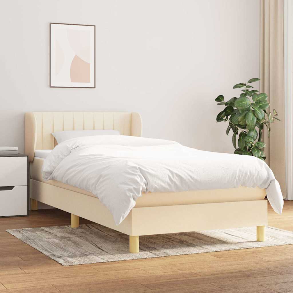 Sommier à lattes de lit avec matelas Crème 90x200 cm Tissu - XIOS
